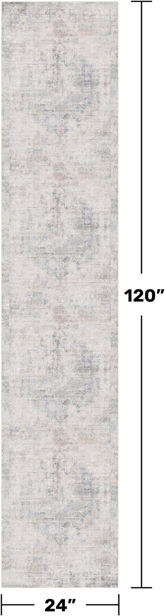 Hazo Haus Non Slip 10ft Long Hallway Runner Rug - Blue and Gray 2 x 10 Runner Rug, Washable & Waterproof 2x10 Kitchen Floor Mat - Modern Abstract Design Décor