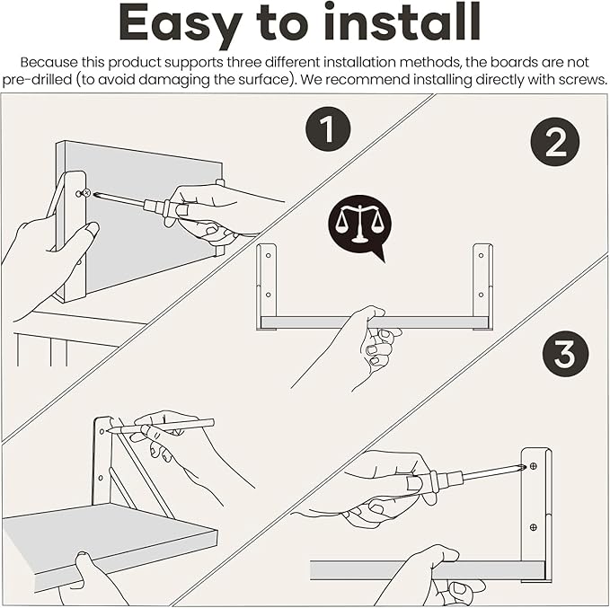 BAYKA Wall Mounted Floating Shelves, Wood Floating Wall Shelf for Books & Decor, Small Space-Saving Display & Organizer(Black,Set of 3)