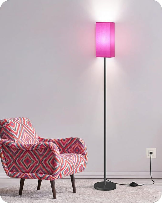 Floor Lamp, Pole Lamp with Foot Switch, Modern Standing Lampshade, Minimalist Freestanding Lamp (Bulb Not Included), for Living Room, Bedroom ETL Listed, Pink Purple and Black Z07LD05