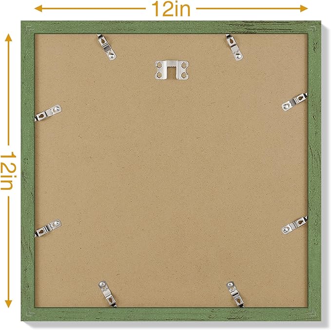 Vittanly 12x12 Picture Frames Set of 9, Display 8x8 Pictures with Mat or 12x12 without Mat, Photo Frames for Wall Mount, Engineered Wood, Rustic Green