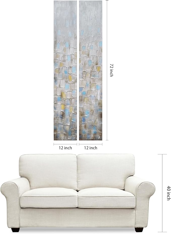 Empire Art Direct Abstract Wall Art Textured Hand Painted Canvas by Martin Edwards, Diptych, 72" x 12" each, Cosmopolitan
