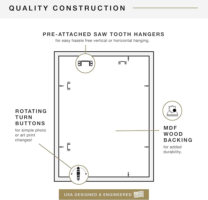MCS Studio Gallery 18x24 Poster Frame Walnut Woodgrain Engineered Wood, Vertical & Horizontal Wall Hanging Large Picture Frame for Photos, Posters & Art Prints (1-Pack)