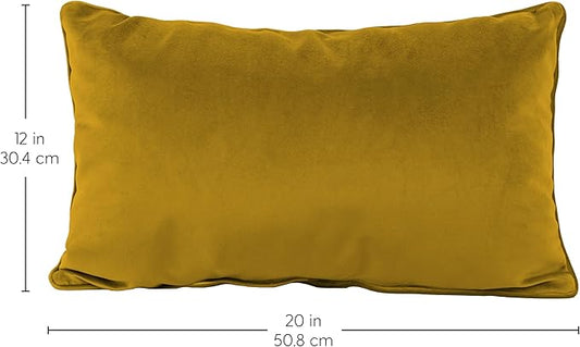 FDP 12" x 20" Velvet Rectangle Lumbar Pillow Set with Piping Decorative Throw Pillow for Home Dcor in Living Room, Bedroom or Lounge (2-Pack) - Dijon, 15159-114