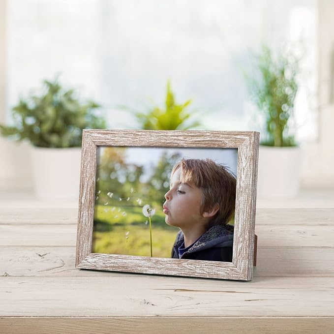 Giftgarden 5x7 Picture Frame Distressed Beige White Set of 12, Multi Rustic Wood Grain 5 by 7 Photo Frames Bulk for Wall or Tabletop Display