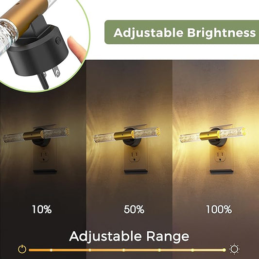 L LOHAS LED Night Light, Rotating Night Lights Plug into Wall, Light Sensor, Soft White 3 Level Dimmable LED Nightlight Plug in, Acrylic Bubble Mini Light for Bedroom Bathroom Hallway Adults, 1 Pack