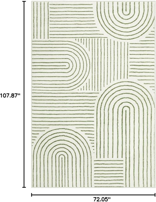 Lahome Abstract 6x9 Area Rugs, Soft Boho Rug for Living Room Bedroom, Ultra-Thin Non Slip Boho Green Washable Throw Carpet for Dining Room Office Darrell, Green