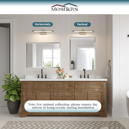Bathroom Mirrors for Wall Beveled, 24"x36" Frameless Bathroom Vanity Mirror, Wall Mount Mirror for Bedroom Entryway Living Room Hangs Horizontally or Vertically
