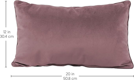 FDP 12" x 20" Velvet Rectangle Lumbar Pillow Set with Piping Decorative Throw Pillow for Home Dcor in Living Room, Bedroom or Lounge (2-Pack) - Mauve, 15159-112