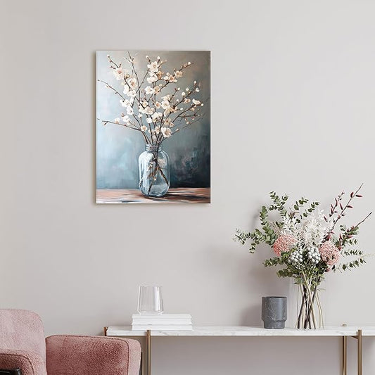 daktenn Floral Canvas Wall Art Bathroom Wall Art Pictures Wall Decor Home Decor Wall Decor for Bedroom Livingroom 18x24 Inches