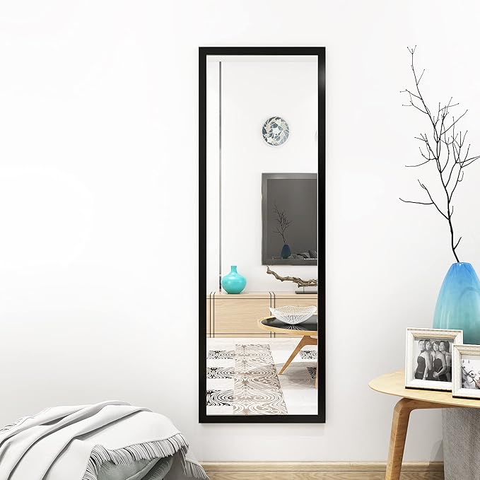 whitebeach Wall Mirror Full Length,Bedroom Full Body Mirror Over The Door 44“×16" Black