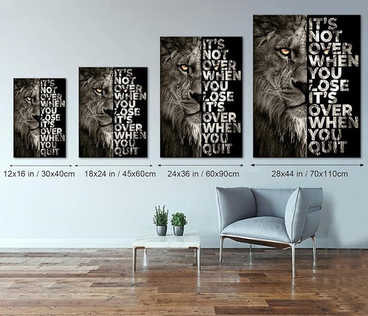 Wild Lion Letter Motivational Quote Art Posters Prints Canvas Painting Decorative Wall Art Home Decor for Office Living Room, Framed 12" x 16"