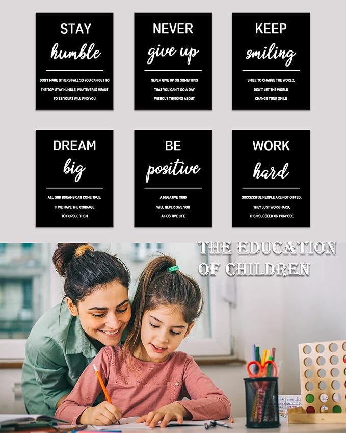๐๐ฟ๐๐ผ๐๐บ Inspirational Office ๐๐ฟ๐ฎ๐บ๐ฒ๐ฑ Wall Art Motivational Wall Decor Quotes Wall Art for Living Room Encouraging Canvas Posters for Bedroom Sayings for Wall Decor - 8โ x10โ x6 PCS (๐๐ฟ๐ฎ๐บ๐ฒ๐ฑ)