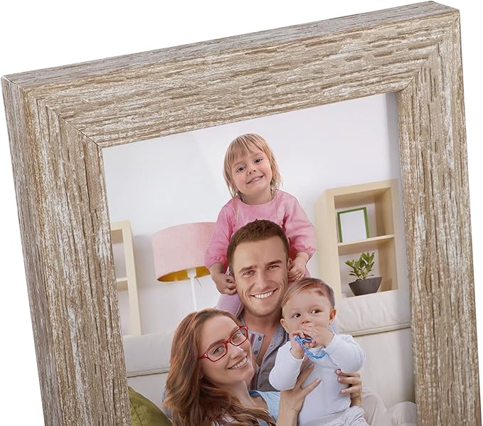 Giftgarden 12 Pack 3.5x5 Picture Frame Distressed White Beige, Rustic 3.5 by 5 Photo Frames Bulk for Desktop Display or Wall Mount