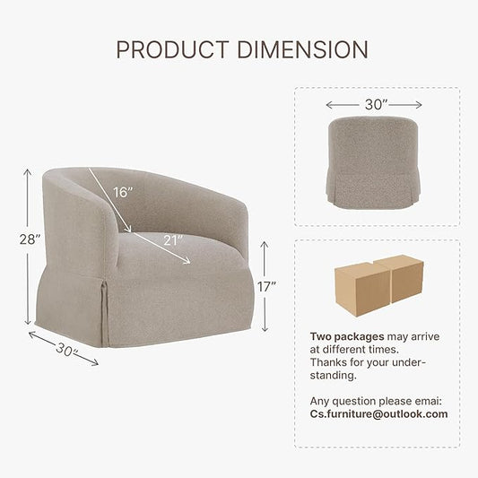 Swivel Accent Chair Set of 2, 360 Degree Performance Fabric Armchair Modern Barrel Chairs Armchair for Living Room Bedroom Home and Office,Taupe