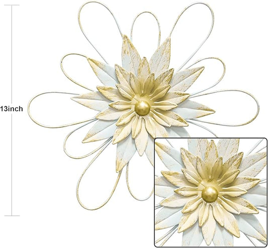 hogardeck Metal Flower Wall Decor - 13" Metal Floral Wall Decoration for Bedroom, Living Room, Bathroom, Kitchen, Outdoor Wall Art
