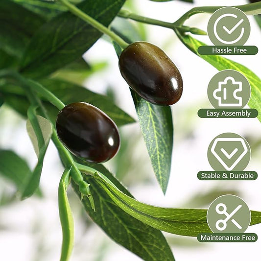 Alupssuc 5ft Olive Tree Artificial Indoor, Fake Tree Potted Faux Olive Trees with Lifelike Fruits and Realistic Leaves, Artificial Plants Indoor Fake Plants for Modern Home Office Living Room Decor