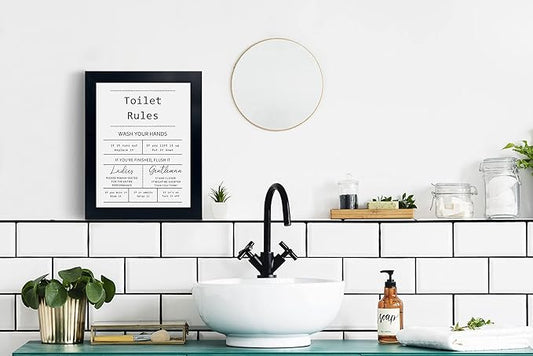 YongArt Toilet Rules Quotes Bathroom Sign - Funny Bathroom Decor Bathroom Signs, Funny Bathroom Wall Art, Bathroom Decor Signs, Funny Bathroom Signs, Toilet Art, Guest Bathroom Wall Decor