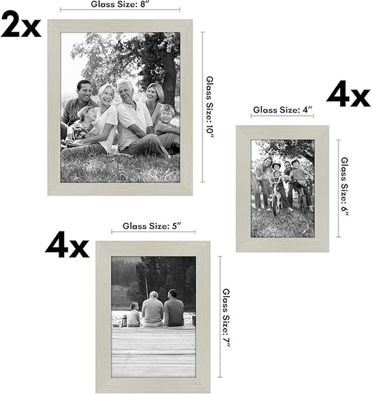 Americanflat Set of 10 Picture Frames with Shatter-Resistant Glass - Gallery Wall Frame Set with Two 8x10, Four 5x7 and Four 4x6 Frames - Signature Collection - Light Wood