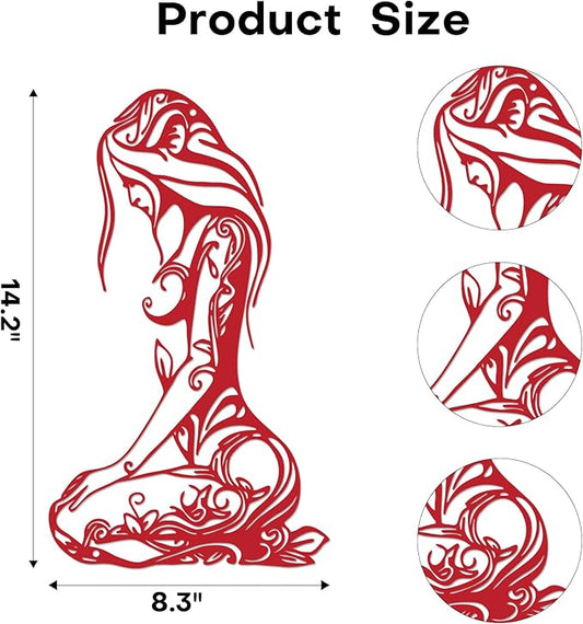 Xedatric Modern Abstract Metal Wall Art-Minimalist Line Sculpture for Bedroom,Living Room,Bathroom-Unique Metal Wall Decor for Home & Office(Red)