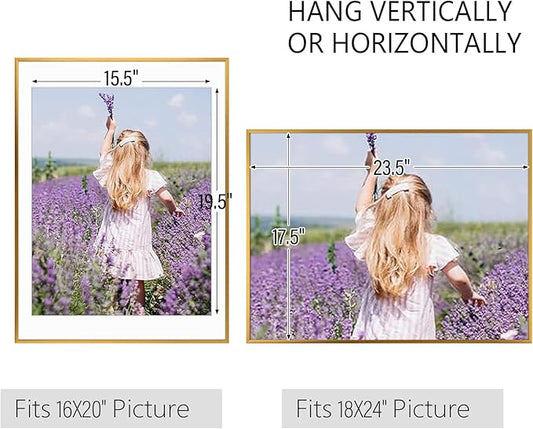Golden State Art, Gallery Wall Frame Set of 6 - Bronze 18x24 Aluminum Photo Frames with Mat for 16x20 Pictures - 18 x 24 inch Metal Frame with Real Glass Cover - Elegant Home or Office Decor