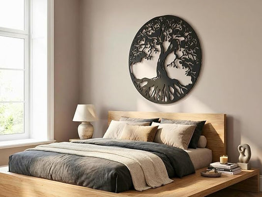 Vailla Tree Ring Wall Art Wall Art 3D Wooden Wall Decor Round Wood Hanging Sculpture Modern Home Decoration Textured Sculptures for Living Room Bedroom Office Dinnig Room Family Tree Wall Decor