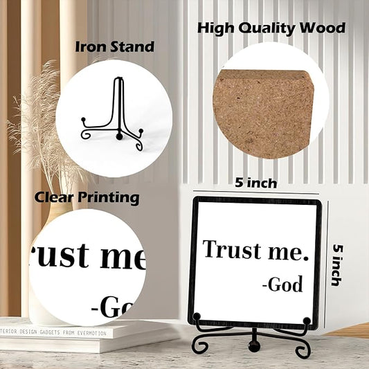 Home Decor, Farmhouse Shelf Decor For Living Room, Boho Aesthetic Table Decorations, Christian Gifts For Women Men, Entryway Tv Stand Fireplace Mantle Coffee Table Decoration (trust-05)