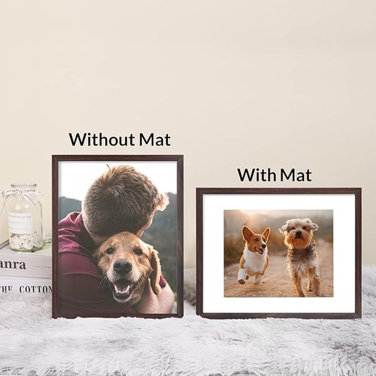 11x14 Picture Frame Set of 6, Display Pictures 8x10 with Mat or 11x14 Without Mat for Wall Tabletop Vertical Horizontal Display, Wall Gallery Photo Frames, Brown