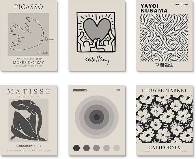Habseligkeit Gray Master Wall Art Prints, Abstract Matisse Wall Art Exhibition Posters, Vintage Wall Art Prints, Retro Room Decor for Aesthetic Bedroom 11x14inch, Unframed
