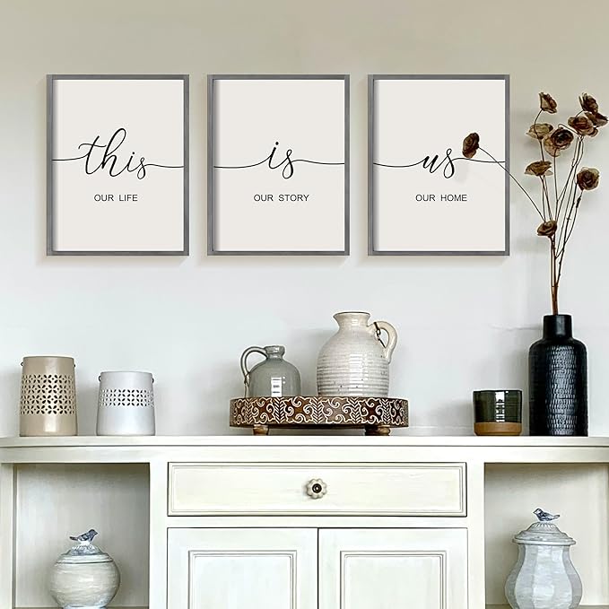 Heiple This is Us Wall Decor 11"x14" Framed Wooden Wall Sign for Home Decor Farmhouse Vintage Rustic Living Room Minimalist Family Wall Art (Gray)