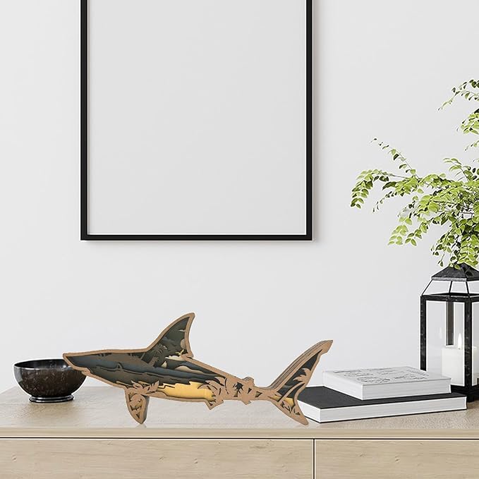 Laozai Wooden Forest Animals Shark Cabin Rustic Decor Wall Decorations Mountain decor for Bedroom Living Room Table Decorative
