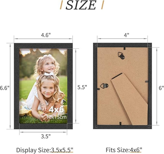 ATOBART 4x6 Black Wood Photo Frame,6 Pack Picture Frames Plexi Glass front Wall Hanging Gallery for Wall and Tabletop Display,set of 6
