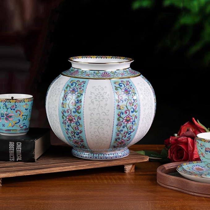 KAMMAK Colored Ceramic Vase, Beautiful Hand-Painted Decorative Vase, Modern Art Porcelain Vase for Flower Mantle Dining Table Centerpiece, Entryway Living Room Wedding Decoration, HYN002