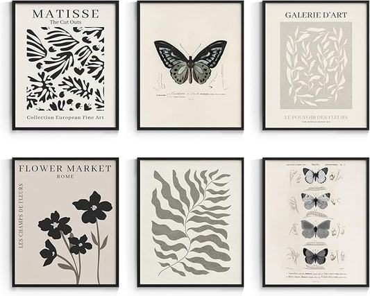 Habseligkeit Butterfly Master Wall Art Prints, Abstract Matisse Wall Art Exhibition Posters, Vintage Wall Art Prints, Retro Room Decor for Aesthetic Bedroom 11x14inch, Unframed