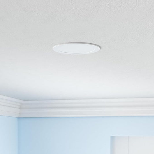 Ensenior 4 Pack 6 Inch LED Recessed Light, Dimmable, 2700K-5000K 5CCT, 1200LM High Brightness, 12W 120V, Damp Rated, Ultra-Thin Canless Wafer Ceiling Light - ETL & FCC & IC
