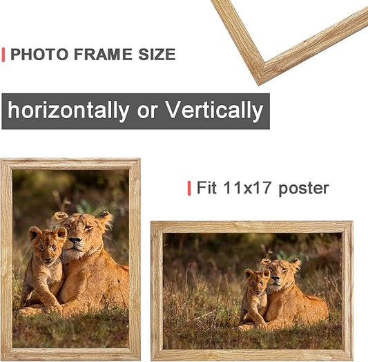 11x17 Picture frame set of 3,Modern Style Woode frames Wall Mounting Horizontally or Vertically, 11 by 17 Wall Gallery Poster Photo Frame with Shatter Resistant Plexiglass,best gift