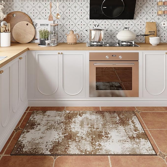 Entryway Rug 2x3 Brown Welcome Door Mat Indoor Entrance 24x36, Washable Small Throw Rugs for Kitchen Floor, Entry, Front Door, Bedroom Bedside, Non-Slip Low Pile Stain & Fade Resistant, Coffee