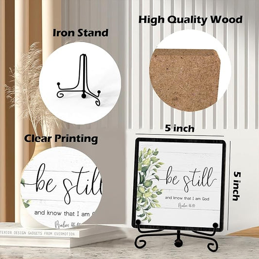 Home Decor, Farmhouse Be Still And Know That I Am God Shelf Decor For Living Room, Christian Gifts For Women Men, Entryway Tv Stand Fireplace Mantle Coffee Table Decoration (Still-12)