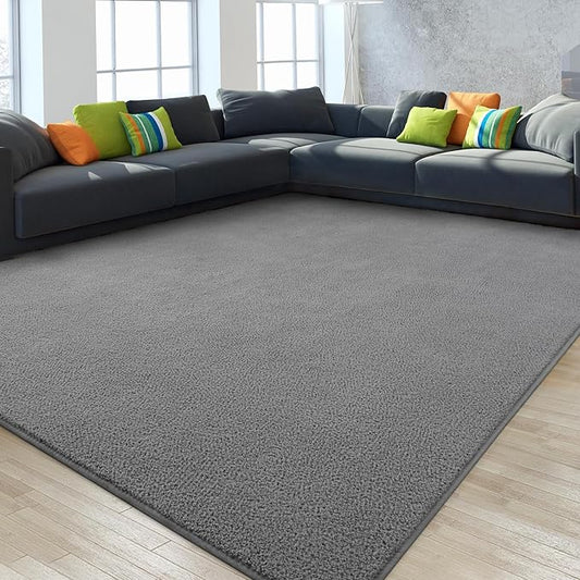 Gifeas Large Ultra Soft Modern Area Rugs for Living Room Bedroom, 4x6 Feet Grey Thickened Memory Foam Indoor Solid Minimalist Carpets, Non-Slip Comfy Rug for Boys Girls Nursery Room Home Decor