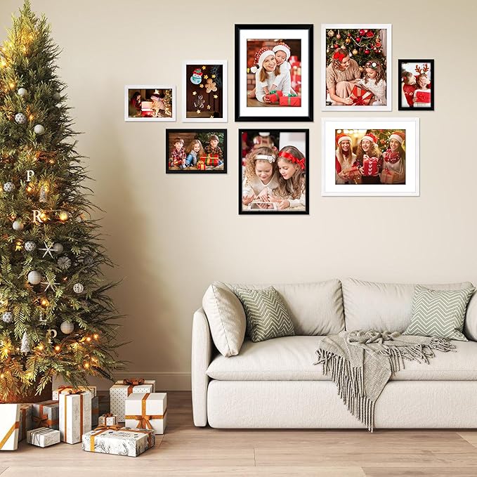 FIXSMITH 8x10 Picture Frame Set of 6, Black Photo Frames Bulk with HD Plexiglass, Display Pictures 5x7 with Mat or 8x10 Without Mat, Multi Picture Frames Collage for Tabletop or Wall Display