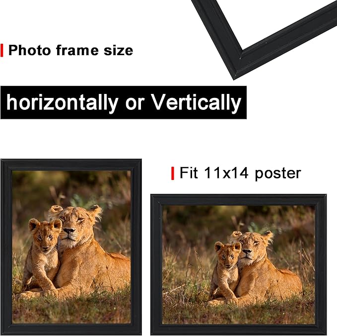 11x14 Picture frame set of 3, Modern Style woode frames black Wall Mounting Horizontally or Vertically, 11 x 14 Wall Gallery Poster Photo Frame with Shatter Resistant Plexiglass,best gift