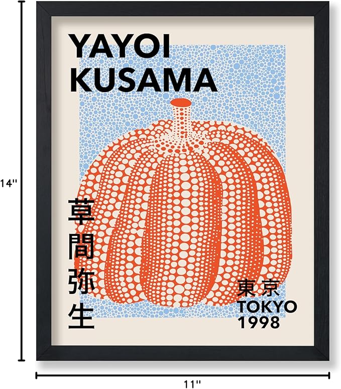 Poster Master Vintage Poster - Pumpkin Forever Print - Tokyo Art - Infinity Dots Art - Chic Gift for Men, Women - Perfect Decor for Living Room, Bedroom, Office, 11x14 Black Framed