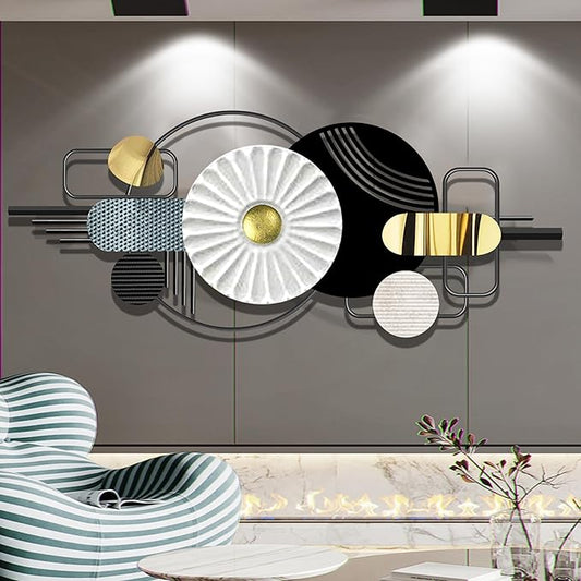 HAVFIFK Modern Metal Wall Art - Black & Gold Abstract Geometric Sculptures for Living Room, Dining Room, Bedroom & Bathroom12
