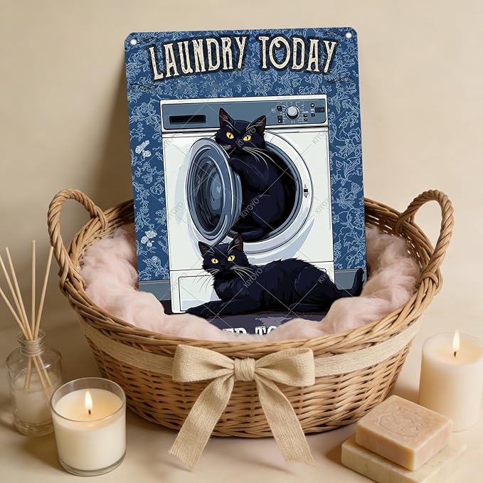 Funny Metal Signs Laundry Today or Naked Tomorrow Vintage Tin Sign Retro Wall Decor for Home Office Farmhouse Yard Garden Shop Cafe 16x12 Inch