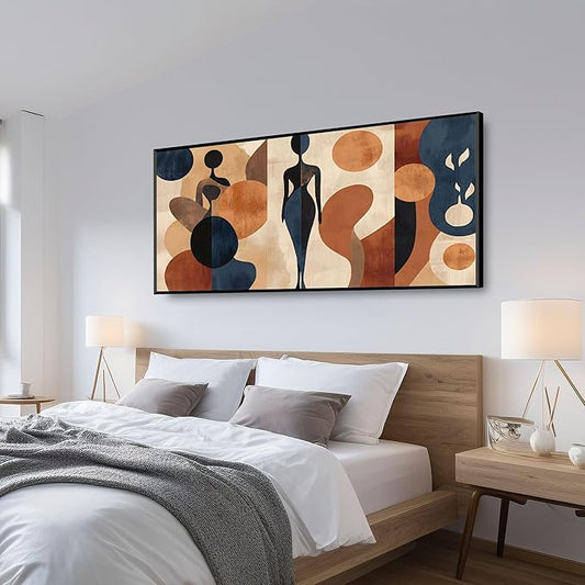 Large Wall Art for Living Room Bedroom Office Entryway, Blue Gold Abstract Modern Luxury Framed Crystal Porcelain Wall Decor, Waterproof Easy Clean Artwork for Home Hotel Restaurant Bar 24x48 Inch