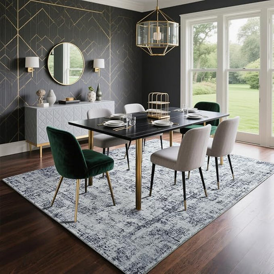 HOMORE Machine Washable Rug 6x9 Grey Rug for Living Room, Modern Neutral Rugs for Bedroom Non Slip Carpet for Kids Nursery Room, Gray Area Rugs for Dining Room Kitchen Dorm