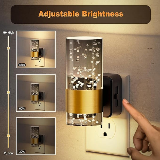 JandCase Night Lights Plug into Wall,Automatic LED Night Light with 0-100LM Dimmable, 3000K Plug in Night Lights with Auto Light Sensor, for Bathroom Hallway Decor