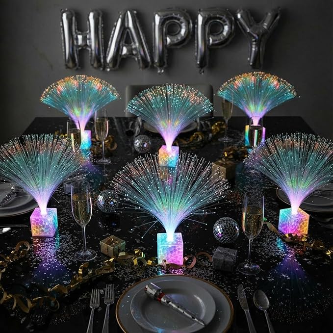 Amylove 16 Pcs Mini Fiber Optic Lamp Bulk LED Light Color Changing Table Centerpiece Glow in The Dark Party Favors Supplies for Wedding Graduation Prom Birthday Disco Dance Decorations (9 Inch)