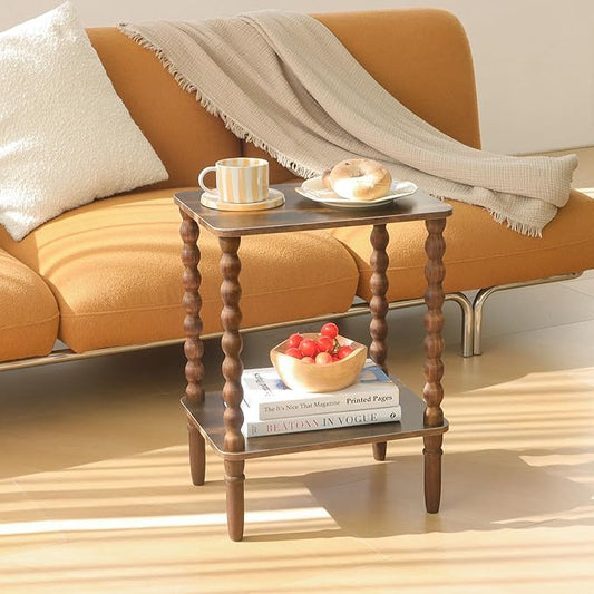 Fultyle Side Tables Set of 2, Small End Table with Storage Shelf, Night Stand Set 2 Bedside Tables for Living Room, Bedroom, Office and Small Spaces (Rustic Brown)