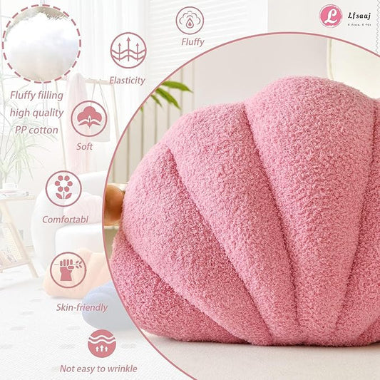 Lfsaaj Pink Seashell Throw Pillows, Shell Shaped Throw Pillows, 13 Inch Soft Home Decorative Pillow Plush Cushion for Bed Couch Living Sofa Room Decor Accent Throw Pillow (Dusty Pink, Large-18Inch)