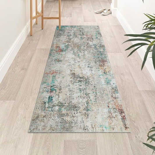ROYHOME Modern Abstract 2x7 Runner Rug Washable Non Slip Stain Resistant Rug for Hallway Kitchen Bedroom Non Shedding Low Pile Indoor Floor Cover,Colorful